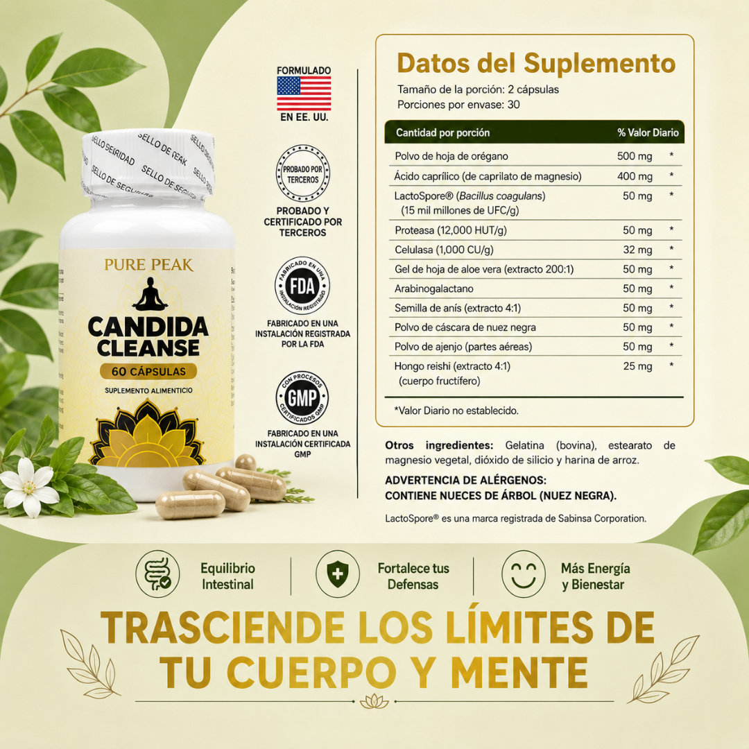 Candida Cleanse | Limpieza Intestinal Natural | 60 Cápsulas